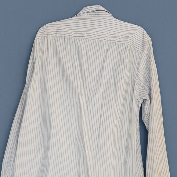 Banana Republic Dress Shirt Classic Fit XL 17 -17 1/2 Blue Stripe No Iron MS83 - Picture 2 of 5